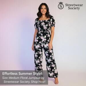 Medium Floral Jumpsuit with Puff Sleeves